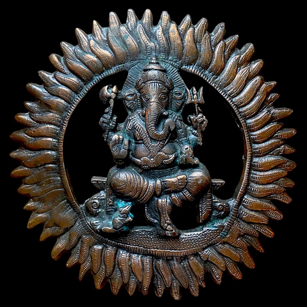 Vintage brass wall hanging Ganesha decor
